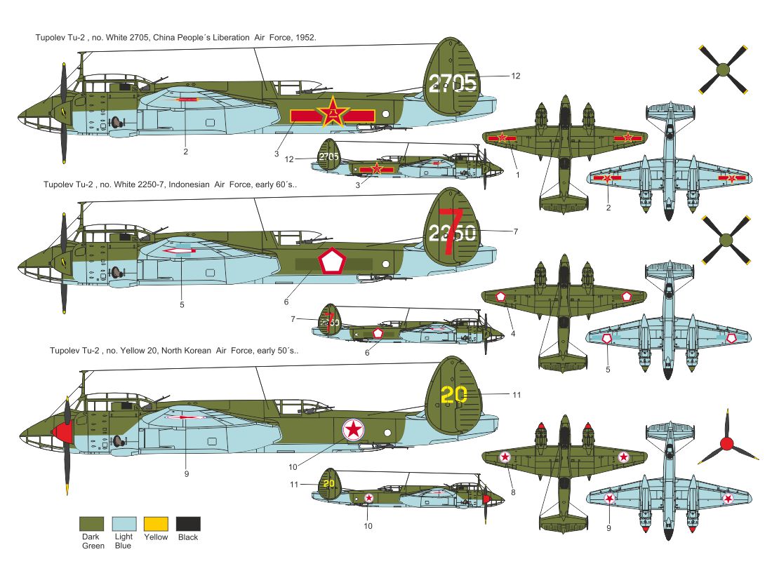 Sabre Kits SBK7038 1:72 Tupolev Tu-2 (China, Indonesia, North Korea) ex-ICM with New (3D-Printed) 4-Blade Props