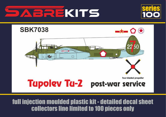Sabre Kits SBK7038 1:72 Tupolev Tu-2 (China, Indonesia, North Korea) ex-ICM with New (3D-Printed) 4-Blade Props
