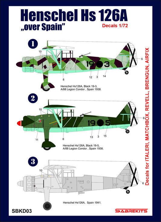 Sabre Kits SBKD03 1:72 Henschel Hs-126A 'Over Spain'