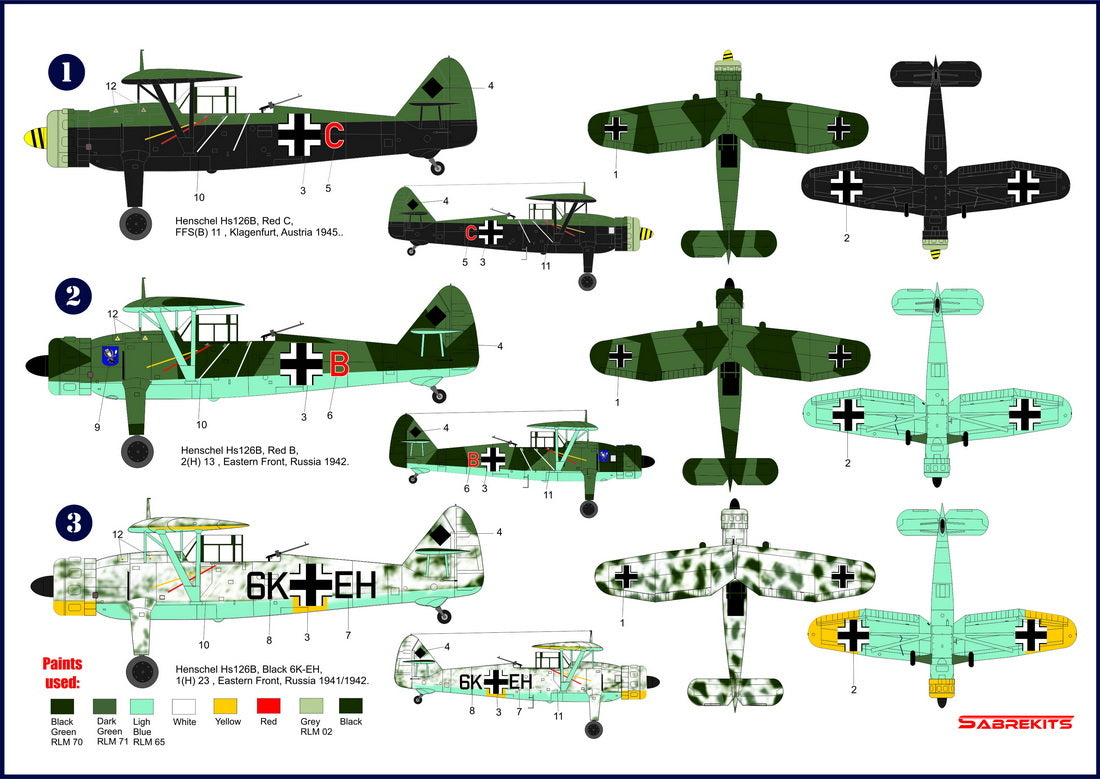 Sabre Kits SBKD04 1:72 Henschel Hs-126 'Eastern Front'