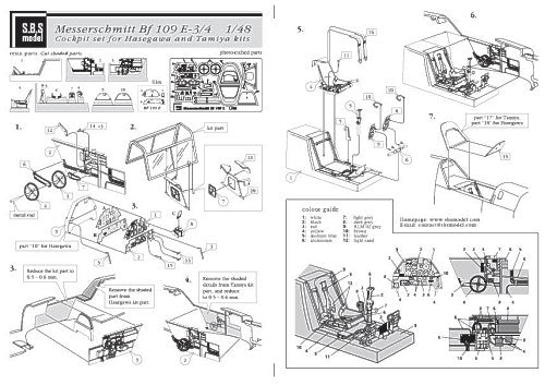 SBS Model SBS48013 1:48 Messerschmitt Bf-109E-3/Bf-109E-4 cockpit set