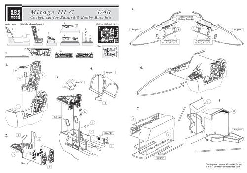 SBS Model SBS48014 1:48 Dassault-Mirage III cockpit and wheel bays