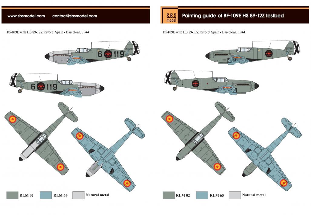 SBS Model SBS48076 1:48 Hispano Bf-109E 'Flying Testbed' with HS 89 12-Z conversion