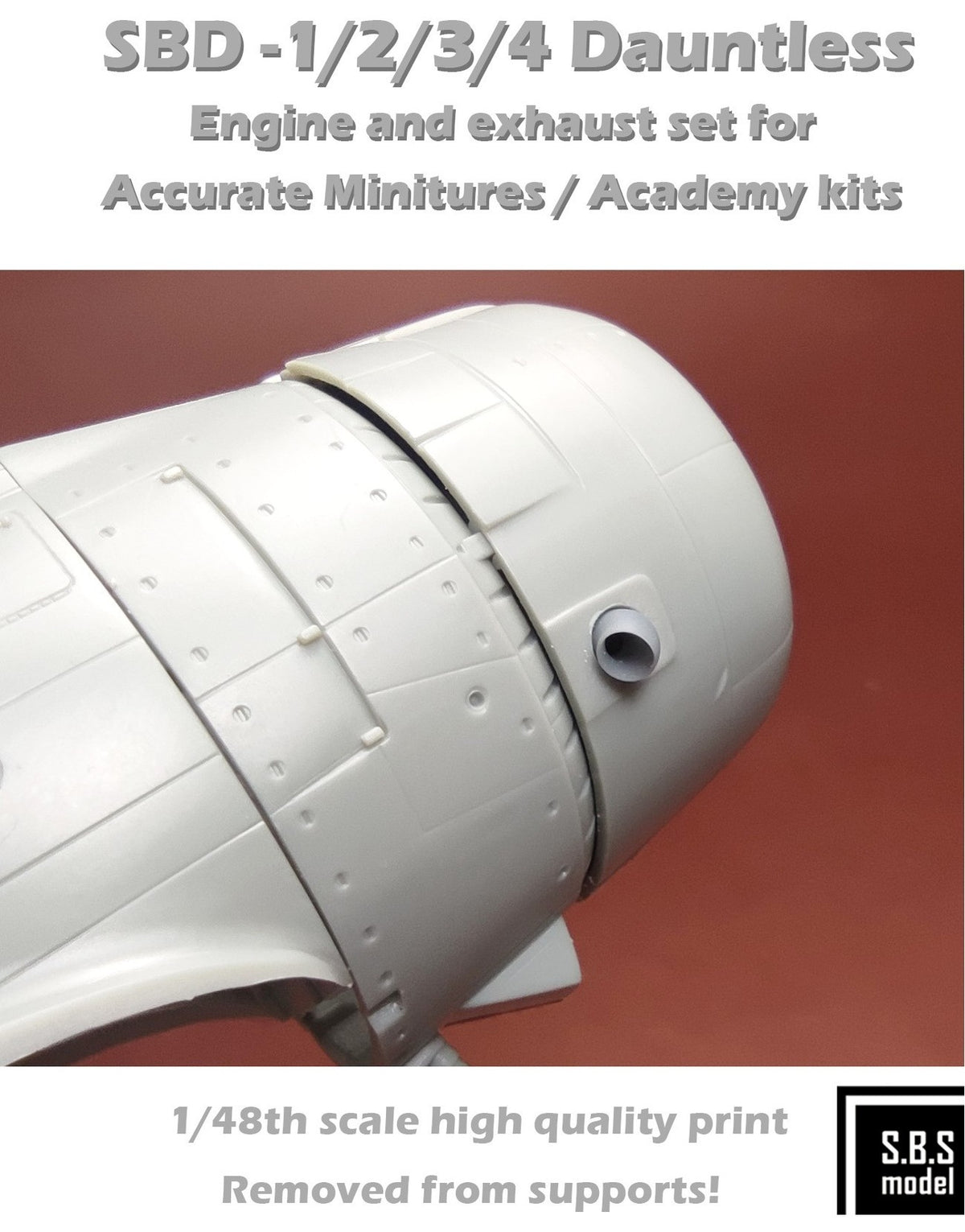 SBS Model SBS48086 1:48 Douglas SBD Dauntless engine & exhaust set (3D-Printed)