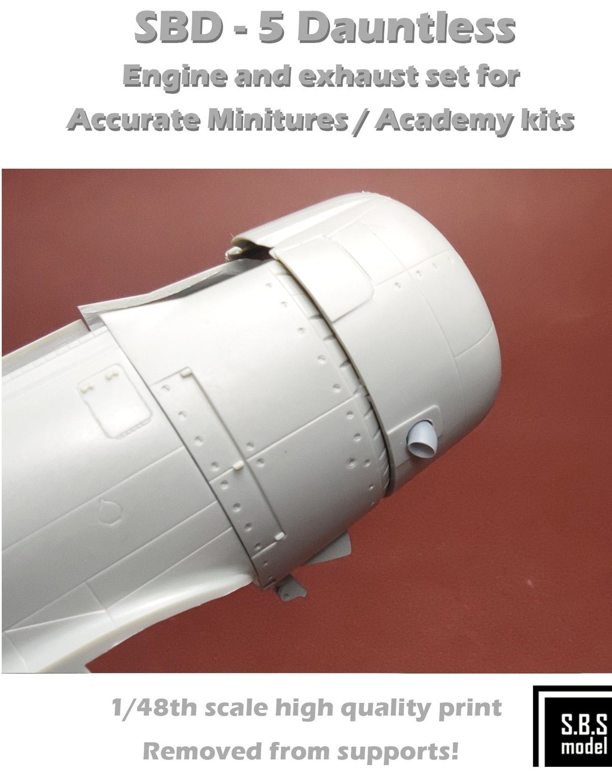 SBS Model SBS48087 1:48 Douglas SBD-5 Dauntless engine & exhaust set (3D-Printed)