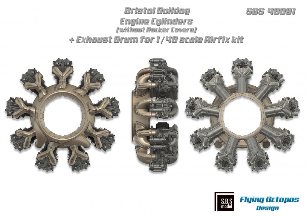 SBS Model SBS48091 1:48 Bristol Bulldog engine upgrade set (without rocker covers)