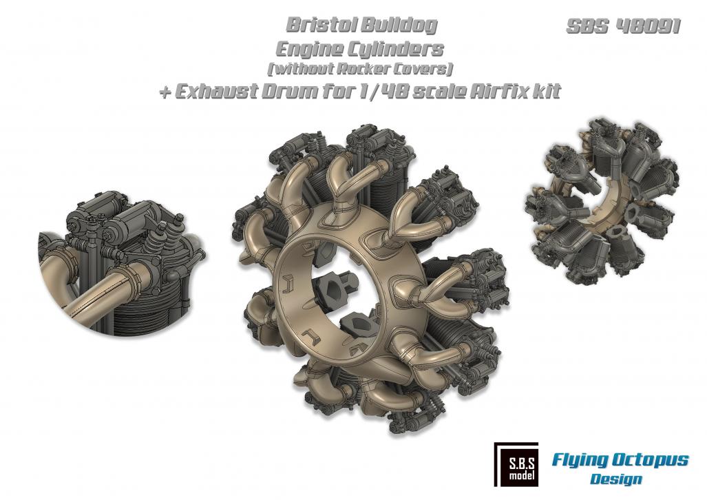 SBS Model SBS48091 1:48 Bristol Bulldog engine upgrade set (without rocker covers)