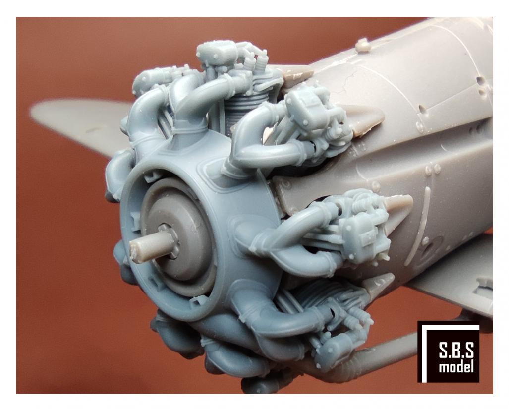 SBS Model SBS48092 1:48 Bristol Bulldog engine upgrade set (with rocker covers)