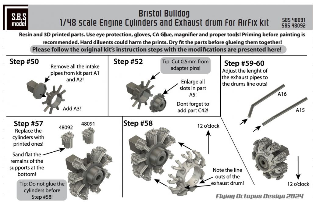 SBS Model SBS48092 1:48 Bristol Bulldog engine upgrade set (with rocker covers)