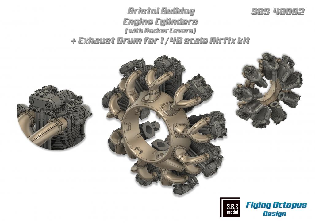SBS Model SBS48092 1:48 Bristol Bulldog engine upgrade set (with rocker covers)