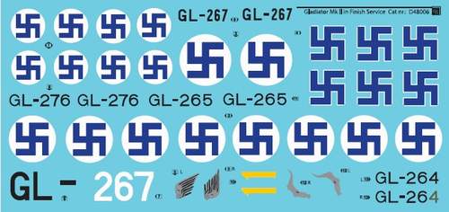 SBS Model SBSD4808D 1:48 Gloster Gladiator Finnish Air Force WWII decal sheet