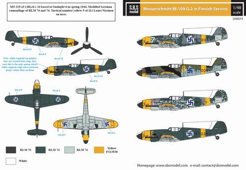 SBS Model SBSD4814D 1:48 Messerschmitt Bf-109G-2 Finnish Service WWII