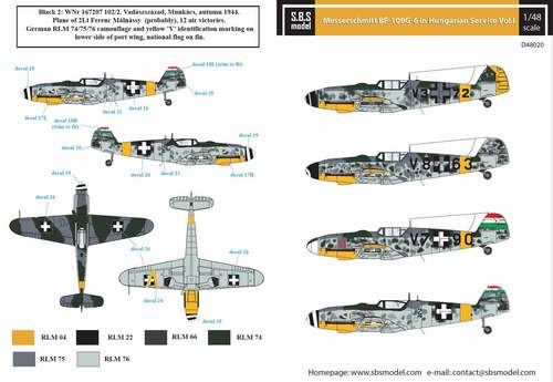 SBS Model SBSD4820D 1:48 Messerschmitt Bf-109G-6 in Hungarian Service Vol. I