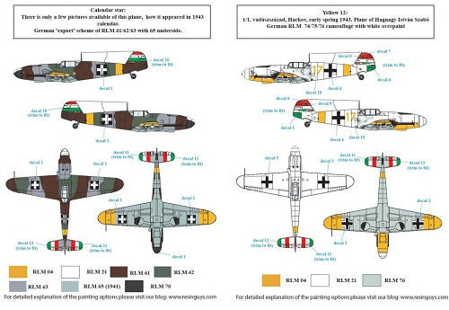 SBS Model SBSD4824D 1:48 Messerschmitt Bf-109F-4 Hungarian Air Force WWII VOL.I