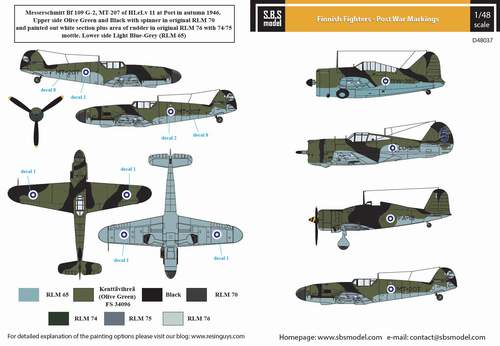 SBS Model SBSD4837D 1:48 Finnish Fighters - Post War Markings