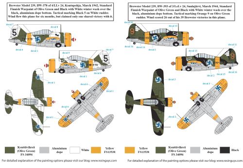 SBS Model SBSD4839D 1:48 Hans Wind - Finland's Top Ace II Vol.II Includes Messerschmitt Bf-109G-2/Bf-109G-6, Brewster B-239 Buffalo,