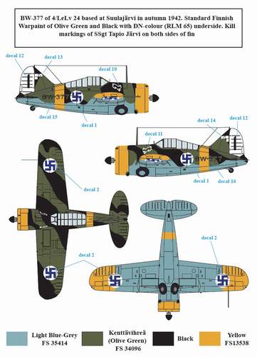 SBS Model D7212D 1:72 Brewster model 239 Buffalo in Finnish Service WWII.