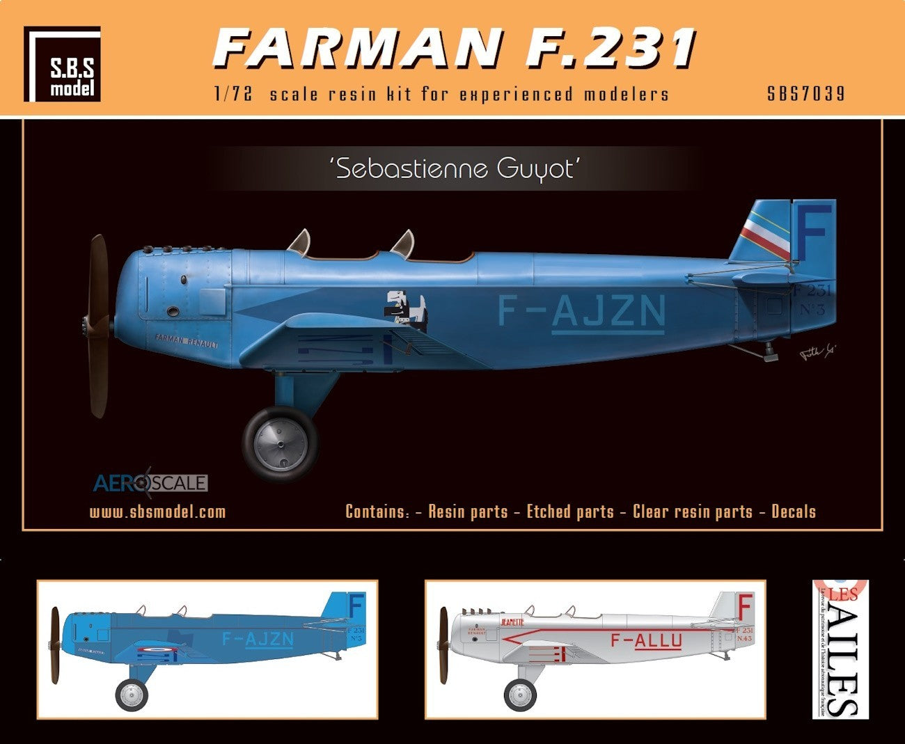 SBS Model SBS7039 1:72 Farman F.231 'Sebastienne Guyot' full resin kit