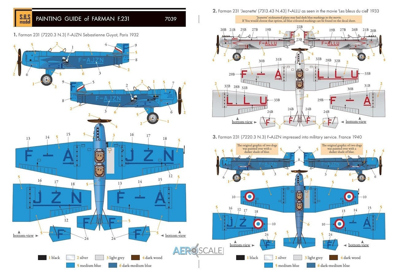 SBS Model SBS7039 1:72 Farman F.231 'Sebastienne Guyot' full resin kit
