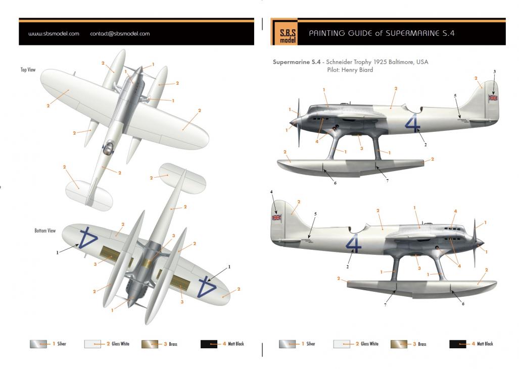 SBS Model SBS7041 1:72 Supermarine S.4 float plane Schneider Trophy