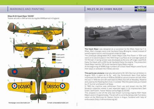 SBS Model PP02 1:72 Miles M.2H Hawk Major 'RAF' Service