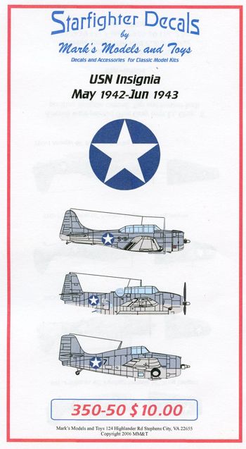 Starfighter Decals 350050 1:350 USN Insignia May 1942 to June 1943.