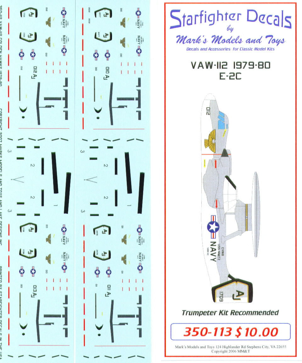 Starfighter Decals 350113S 1:350 VAW-112 assigned to CVW-8 from 1979-80.