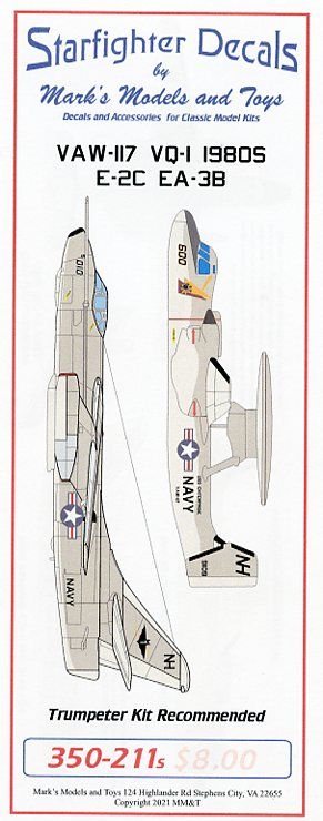 Starfighter Decals 350211S 1:350 VAW-117 and VQ-1 CVW-11 1980s