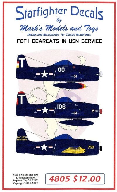 Starfighter Decals 48005 1:48 Grumman F8F-1 Bearcats in USN service