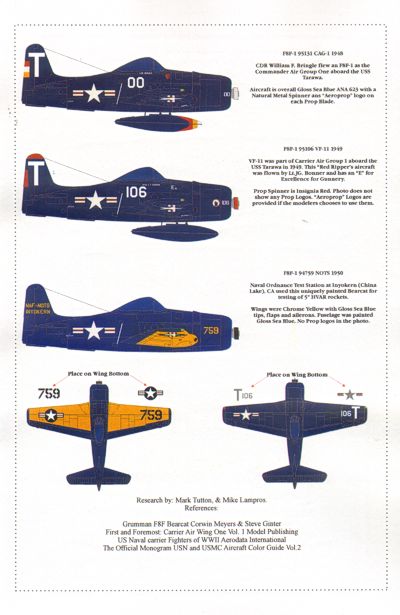 Starfighter Decals 48005 1:48 Grumman F8F-1 Bearcats in USN service