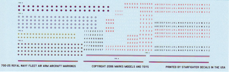 Starfighter Decals 700025 1:700 Royal Navy FAA Markings 1940-1944