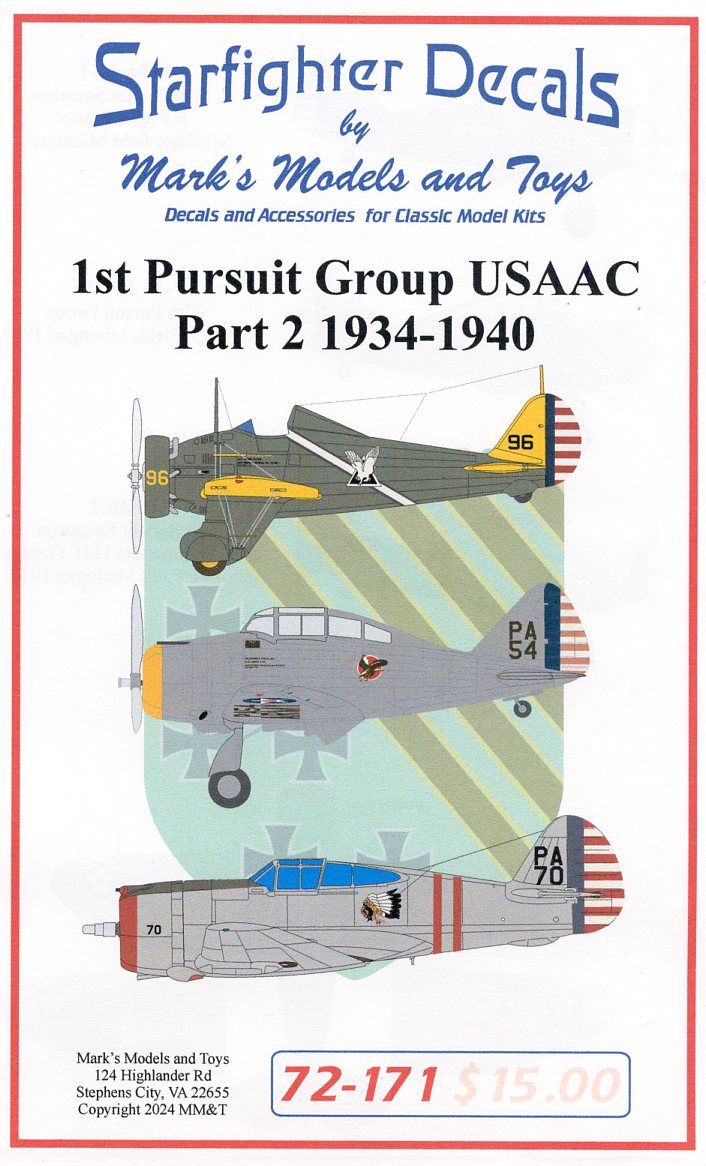 Starfighter Decals 72-171 1:72 1st Pursuit Group Part 2 1934-39