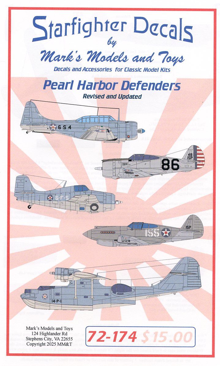 Starfighter Decals 72174 1:72 Pearl Harbor Defenders Revised & Updated.