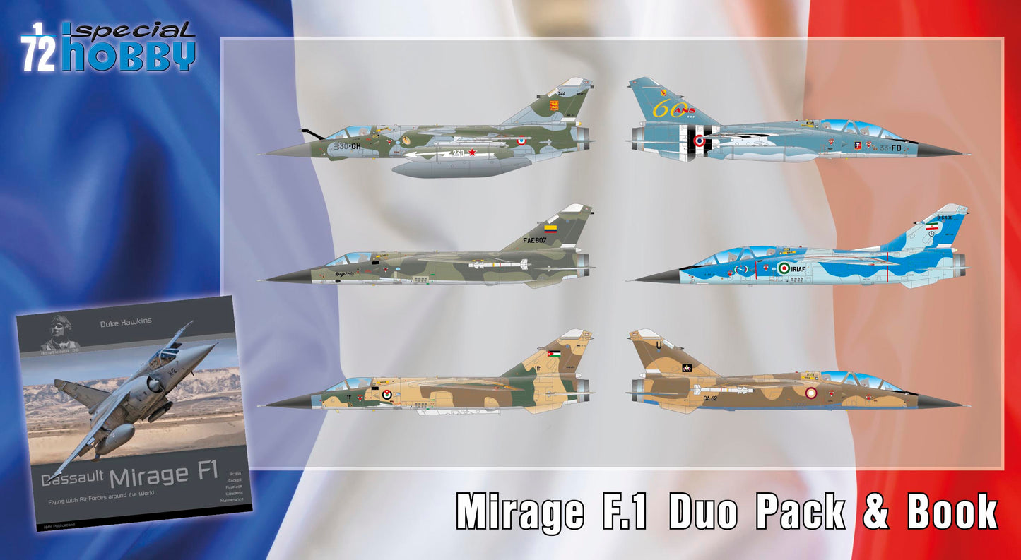 Special Hobby SH72414 1:72 Dassault Mirage F.1 Duo Pack & Book