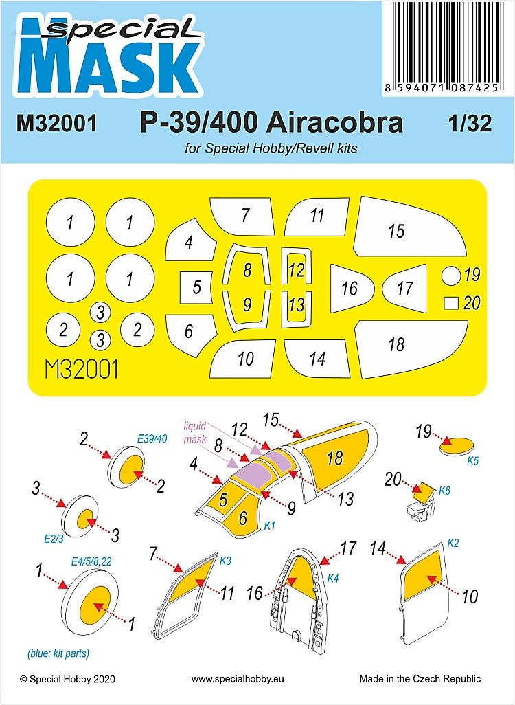 Special Hobby M32001 1:32 Bell P-39Q/N/P-400 Airacobra Paint Mask