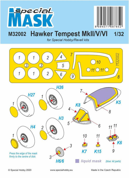 Special Hobby M32002 1:32 Hawker Tempest MK.II/Mk.V/Mk.VI Paint Mask