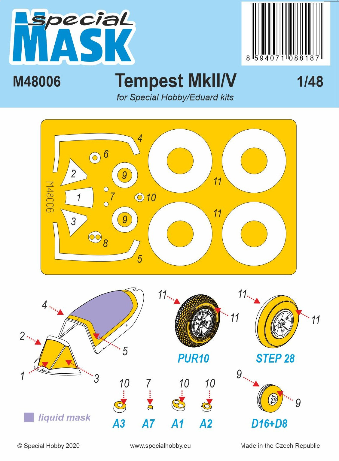 Special Hobby M48006 1:48 Hawker Tempest Mk.II/Mk.V Paint Mask