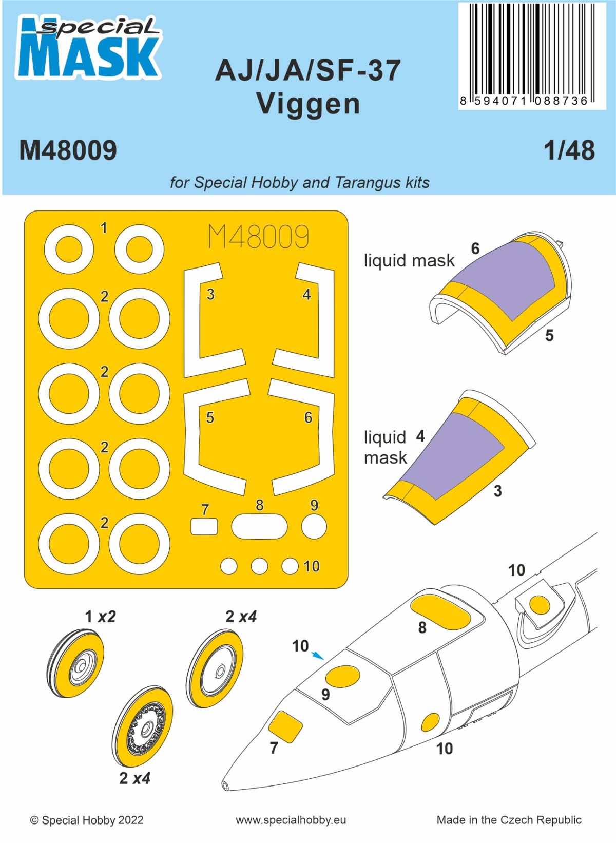 Special Hobby M48009 1:48 Saab AJ/SF/JA-37 Viggen Paint Mask