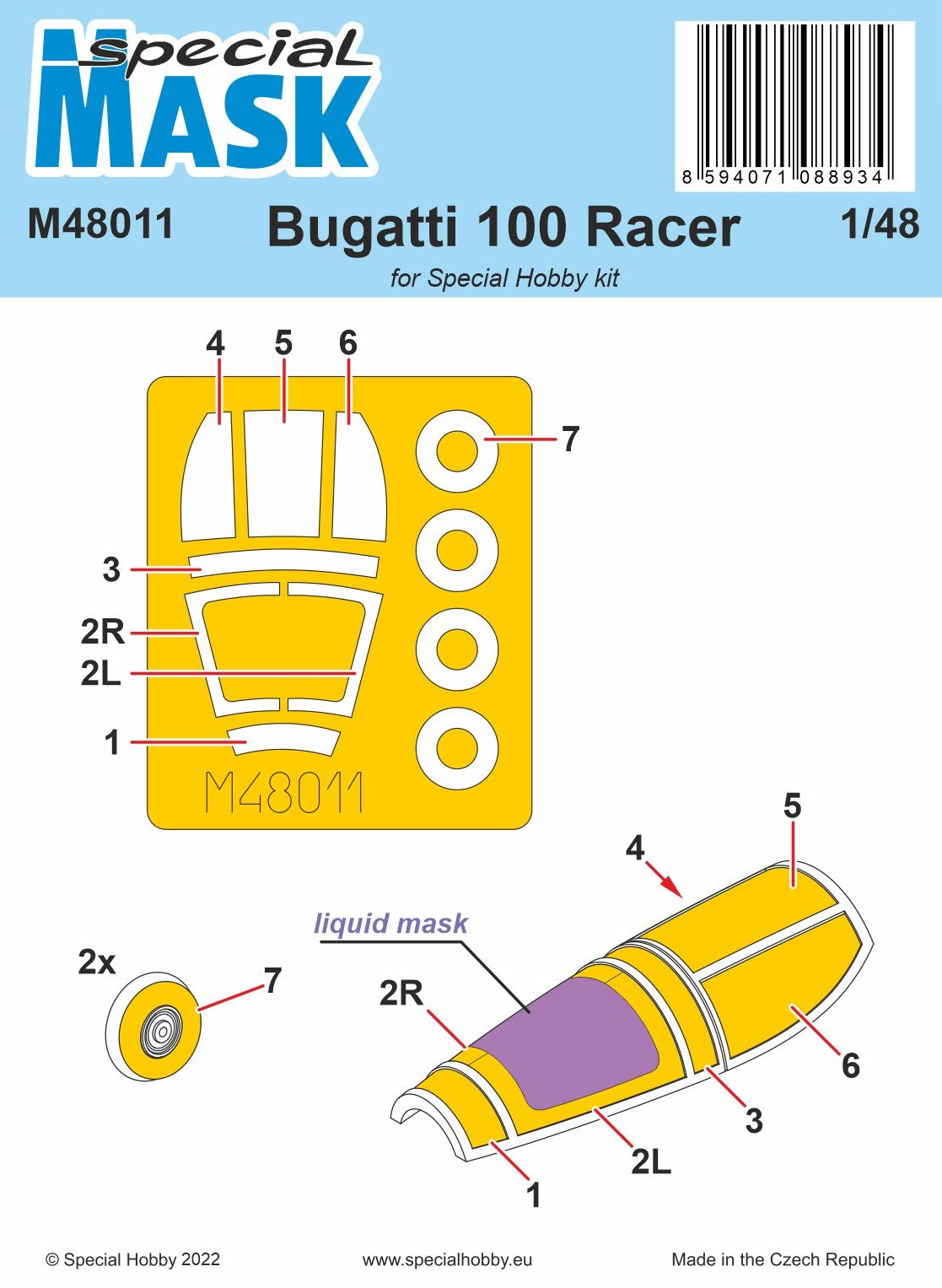 Special Hobby M48011 1:48 Bugatti 100 Paint Mask