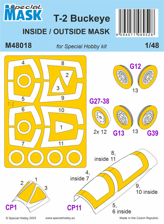 Special Hobby M48018 1:48 T-2 Buckeye wheels and canopy frame paint masks Inside/Outside