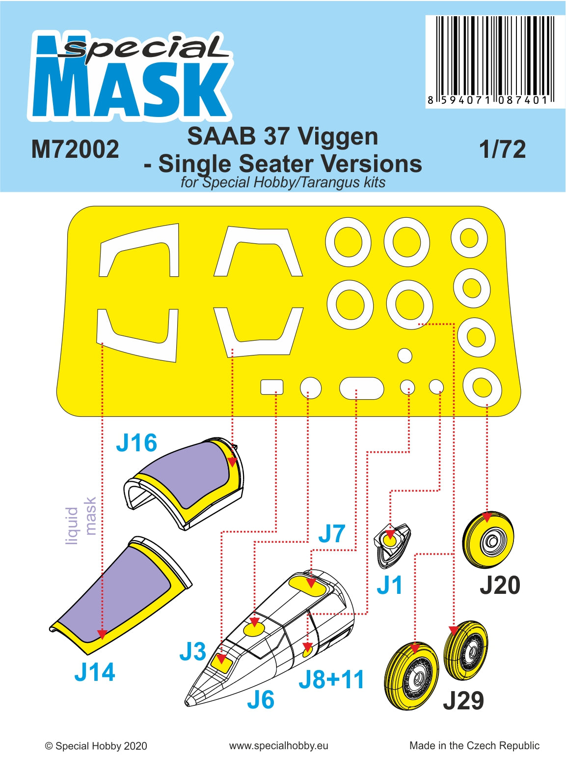 Special Hobby M72002 1:72 Saab JA-37 'Viggen' - Single Seater Versions Paint Mask