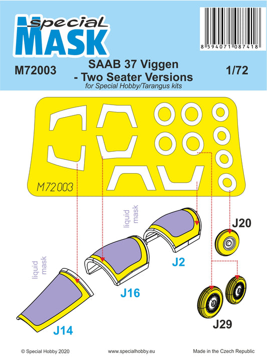 Special Hobby M72003 1:72 Saab JA-37 'Viggen' - Two Seater Versions Paint Mask