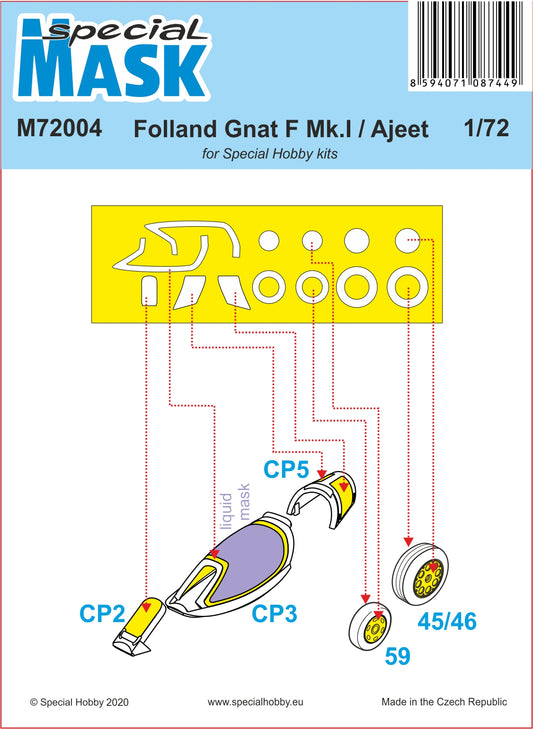 Special Hobby M72004 1:72 Folland Gnat T.1/Ajeet Mk.I Paint Mask