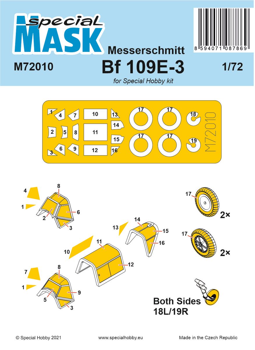 Special Hobby M72010 1:72 Messerschmitt Bf-109E-1/3 Paint Mask