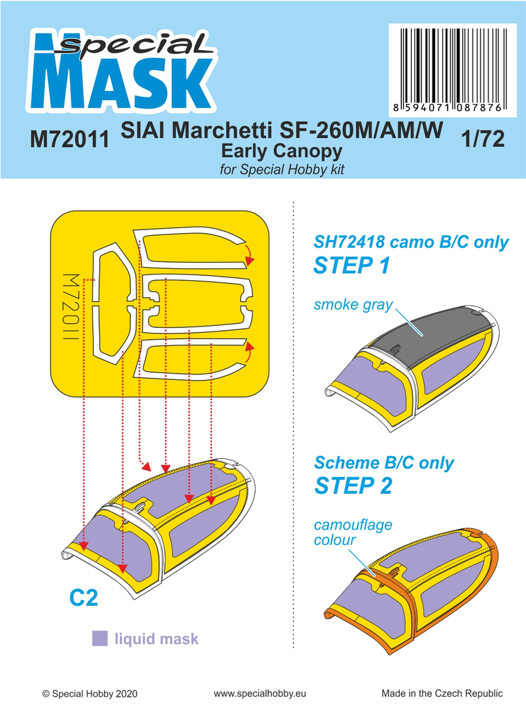 Special Hobby M72011 1:72 SIAI Marchetti SF-260M/AM/W Paint Mask