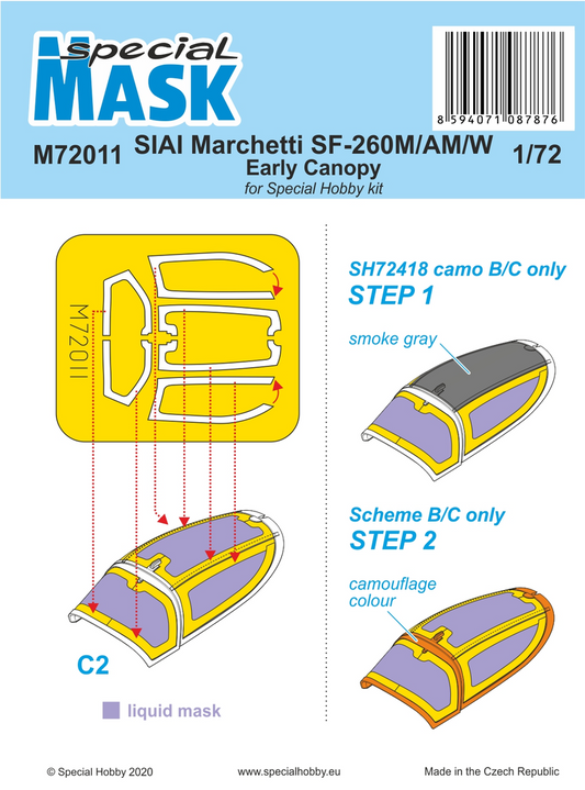 Special Hobby M72011 1:72 SIAI Marchetti SF-260M/AM/W Paint Mask