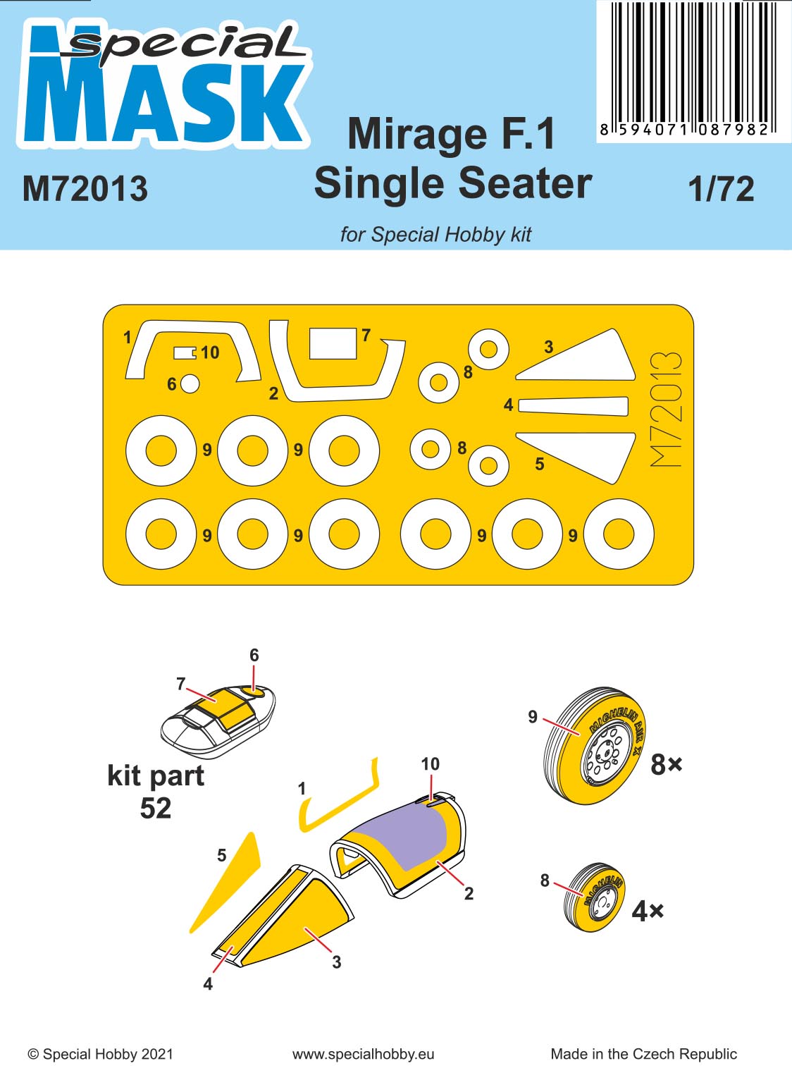 Special Hobby M72013 1:72 Dassault Mirage F.1 Single Seater Paint Mask