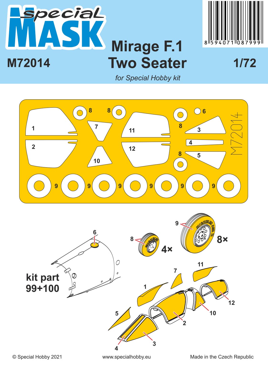 Special Hobby M72014 1:72 Dassualt Mirage F.1 Two Seater Paint Mask