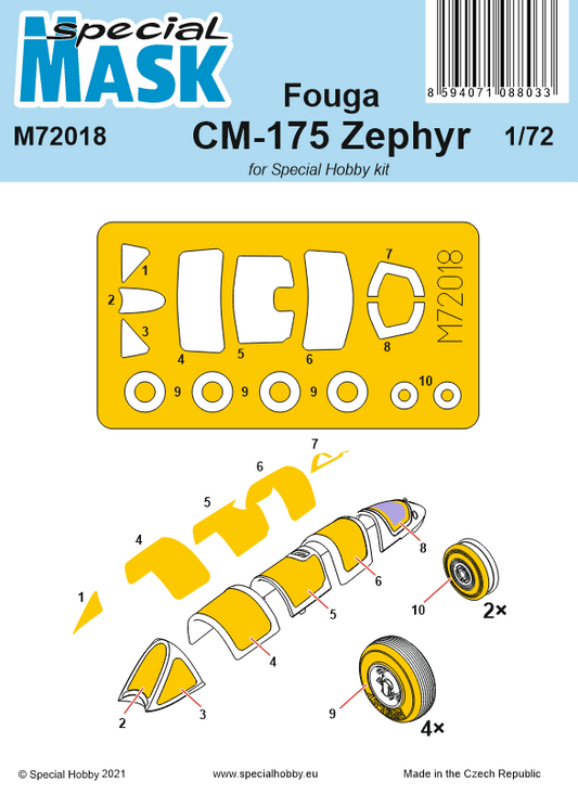 Special Hobby M72018 1:72 Fouga CM-175 Zephyr Paint Mask