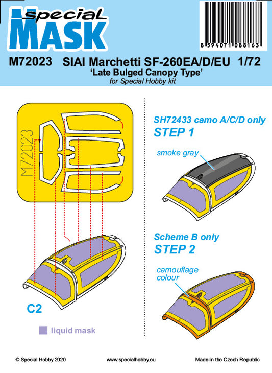 Special Hobby M72023 1:72 SIAI-Marchetti SF-260EA/D/W 'Late Bulged Canopy Type' Paint Mask